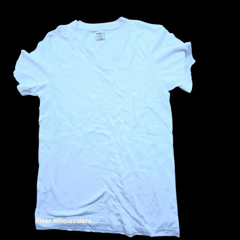 Jockey Generation Mens White‎ V-Neck T-Shirt Undershirt Small S Cotton